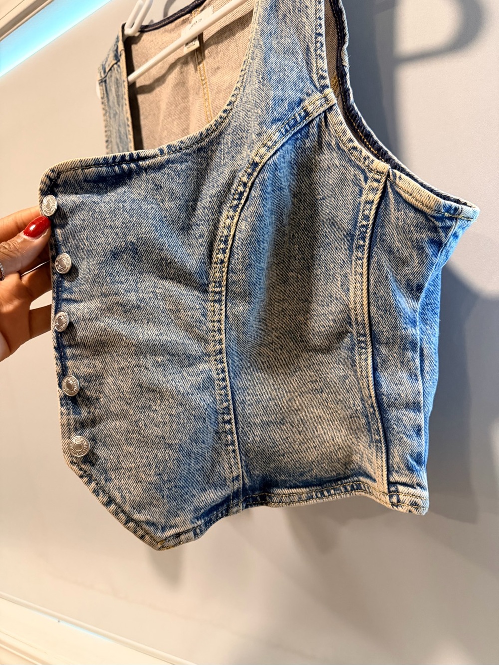 Forever 21 Light Blue Acid-Wash Denim Vest